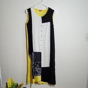 W For Women Colorblock Sleeveless Maxi Tunic High Side Slits Dress Size 12